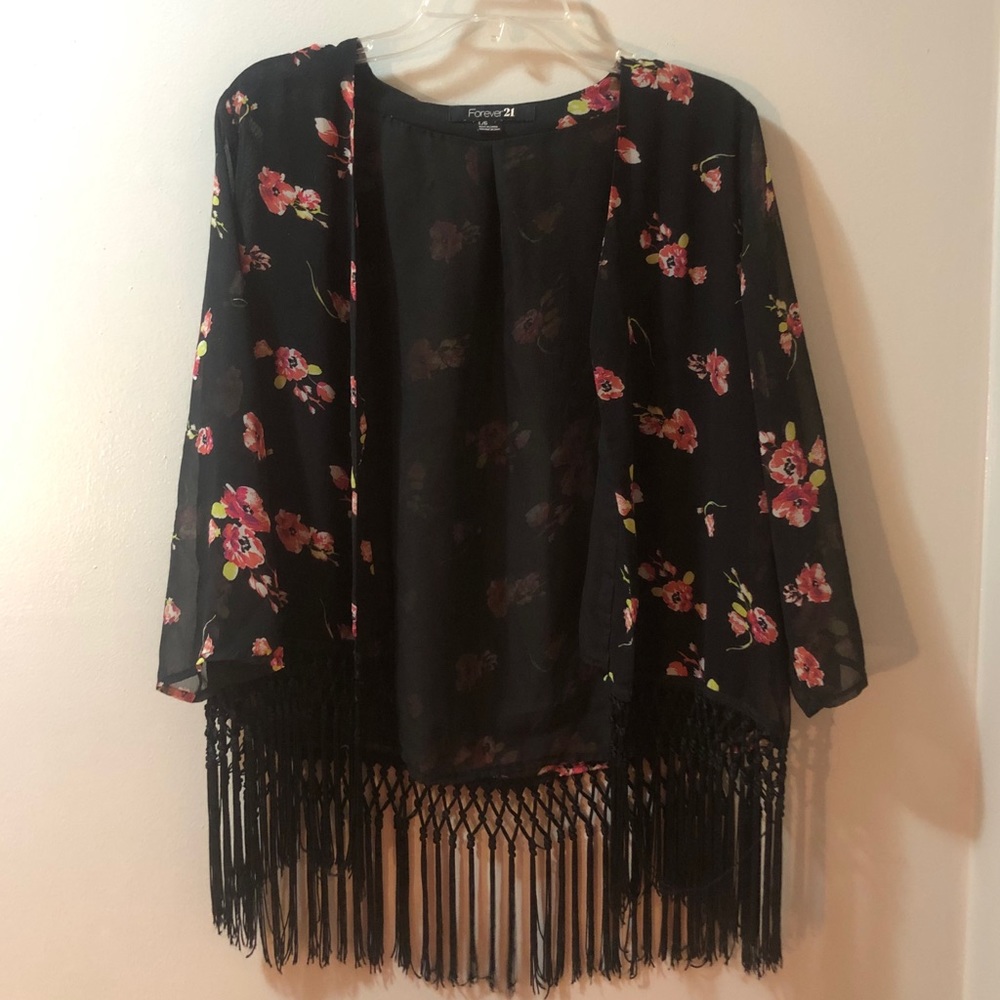 Black Cherry Blossom Kimono